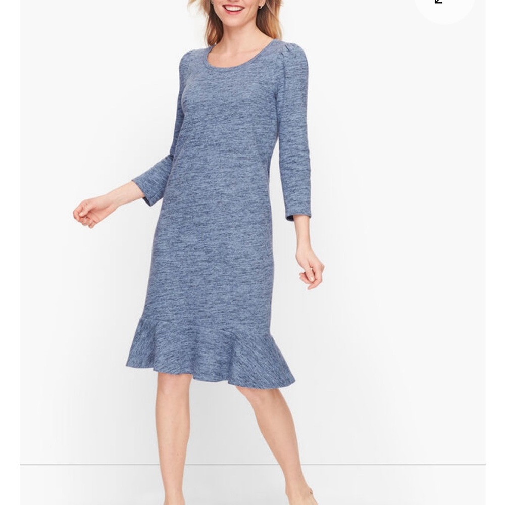 TALBOTS like new Terry Flounce Hem gray shift dress, size large